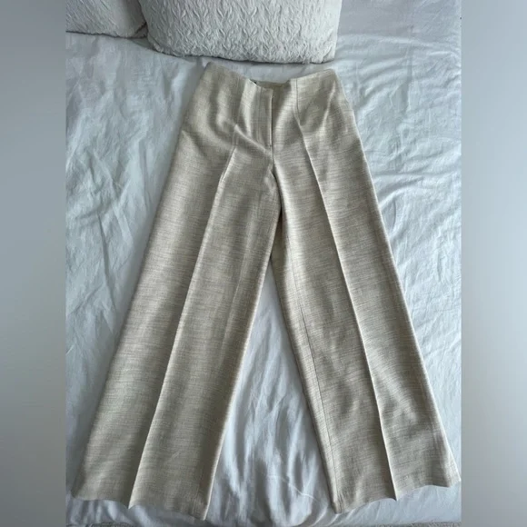 ZARA Cream Wide-Leg Pants - Picture 5 of 8